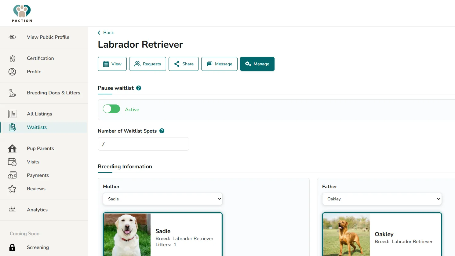 Manage Waitlist - Pause Waitlist