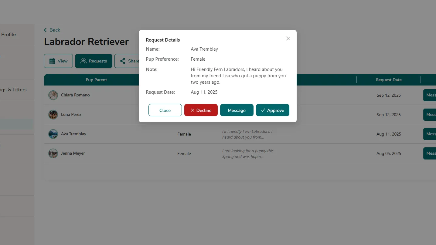 Accept/Manage Waitlist Requests