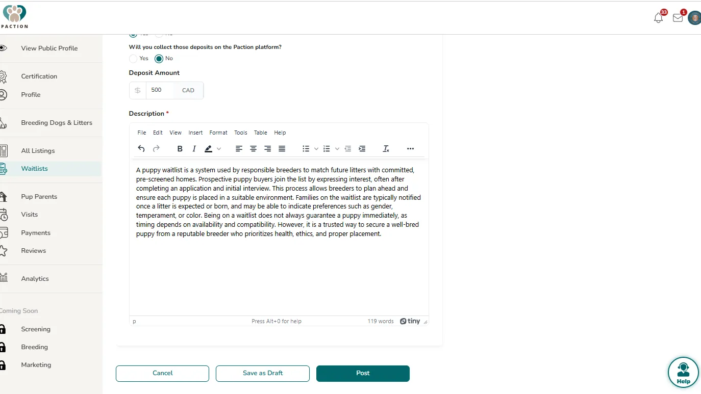 Create a Waitlist