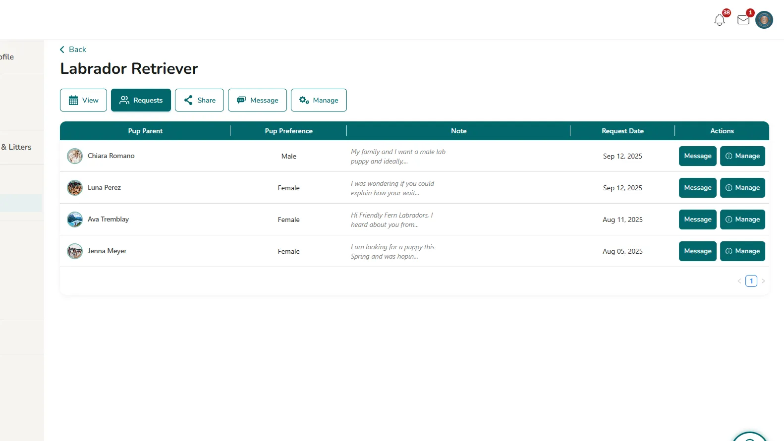 Accept/Manage Waitlist Requests