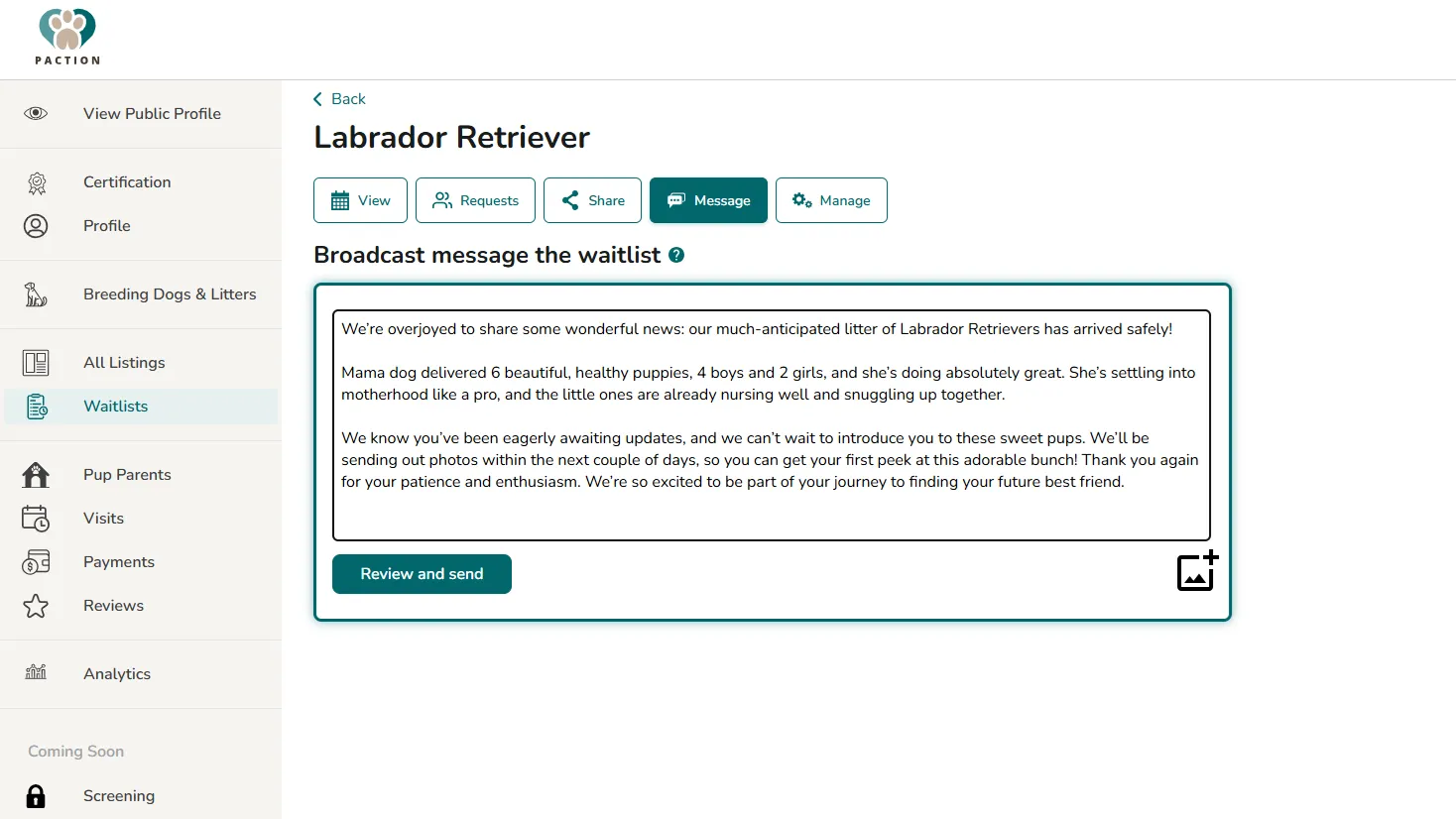 Broadcast Message the Waitlist